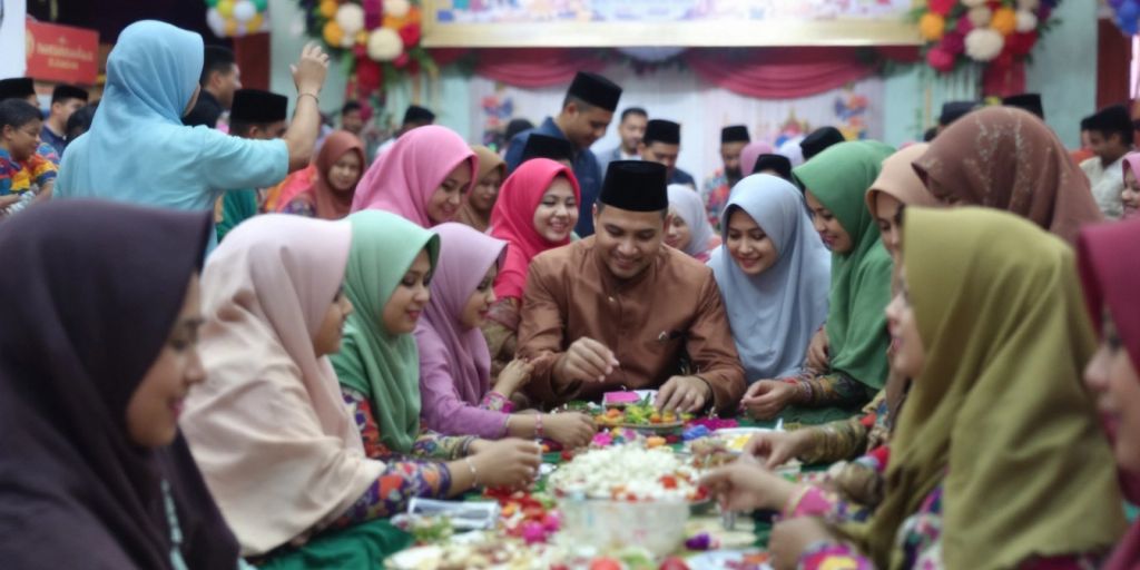 Kelompok orang dalam acara budaya dengan pakaian tradisional.