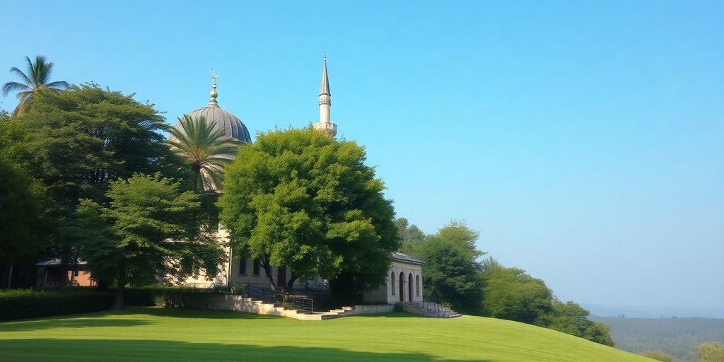 Masjid dikelilingi alam yang tenang dan damai.