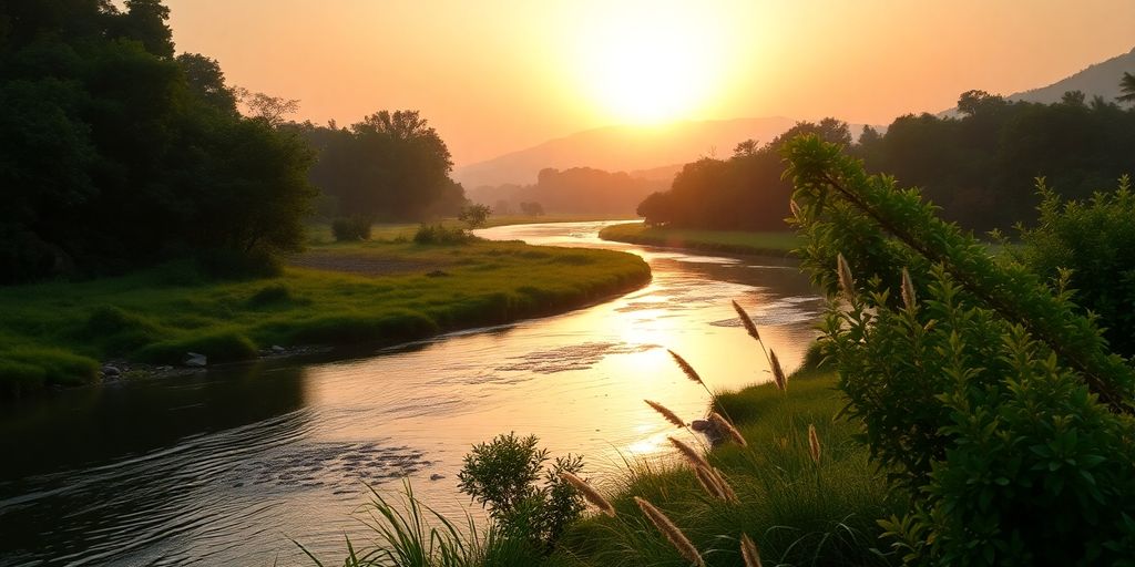 Pemandangan alam yang tenang dan damai.