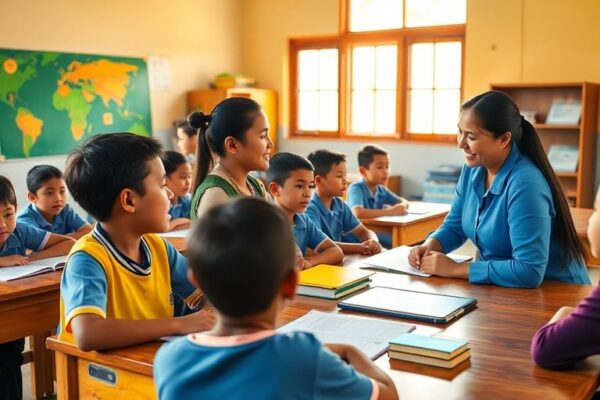 Kelas pesantren dengan siswa dan guru yang aktif.